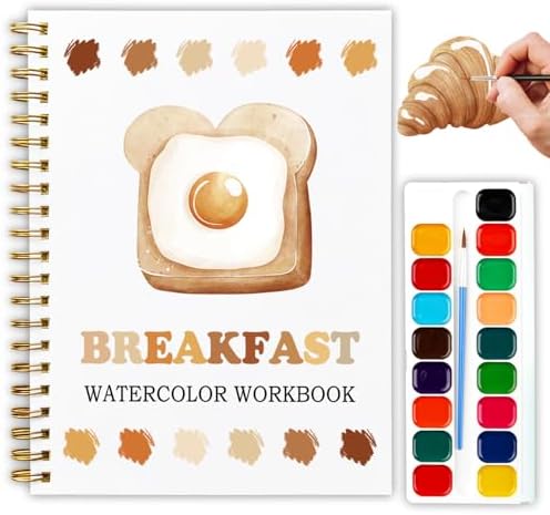 12 Breakfast Patterns Watercolor Set, Cute Pancake Egg Toast Painting Book for Beginners, Fun Family Art Activity Kit, DIY Gift for Teenager and Adults, Morning Food Lover Workbook by Unknown