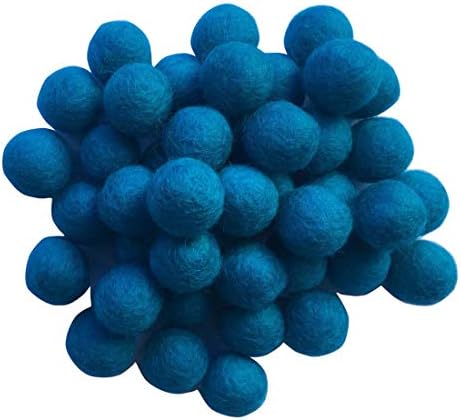 Elaine Room 2cm 20mm Wool Felt Balls Beads 100% Natural Wool Felting Woolen Felted Fabric for Home Decor Dream Catcher DIY Garland Crafts Handcrafts Project DIY (Lake Blue 50pcs) by Elaine+Room