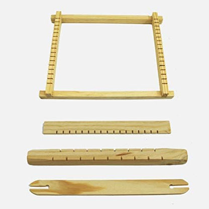 Healifty DIY Handloom Weaving Loom Kit for Kids 2 pcs Wooden Hand Knitting Toys for Beginners Creative Craft Tool to Make Belts Scarves Accessories Ages 36 Months - Image 4