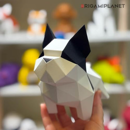 Bulldog 3D Origami Paper Craft Kit, Easy DIY Pre-Cut Puppies Paper Sculpture Model for Adults, Cute Animal Handmade Home Decor Papercraft Gift Set for Beginners - Image 6