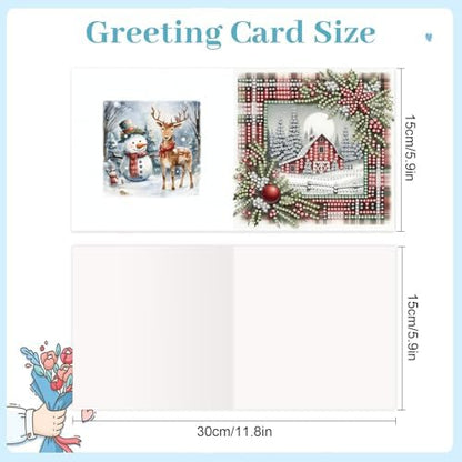 6pcs Christmas Diamond Painting Greeting Card with envelopes, DIY Santa Claus and snow house Diamond Art Greeting Card for Blessing and Wish Special Shaped Arts Crafts for Birthday Thanksgiving Day - Image 2