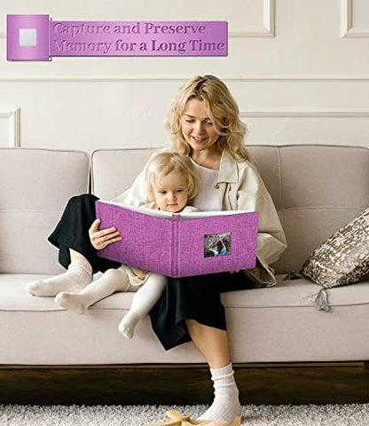 Artfeel Photo Album Self Adhesive Scrapbook Album for 3x5 4x6 5x7 8x10 Pictures, 60 Pages Linen Cover with Display Window DIY Photo Book,Ideal Gifts for Family Travel Wedding Baby - Image 4