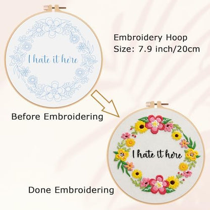 Nuberlic Floral Embroidery Kit for Beginners,Funny Embroidery Practice Kit - Image 6