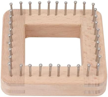 Square Wooden Knitting Loom with Multiple Hooks, Mini Crochet Board for Weaving Scarves, Hats, Socks and Hairband - DIY Beginner Knitting Tool by BAFOVY