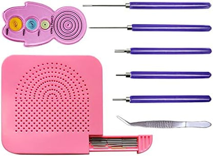 XIWUMOER 8PCS,Quilling Needles,Quilling Knitting Board,Quilling Kits,Paper Quilling Tools,Quilling Curling Coach,Paper Craft DIY Tools,Assorted Sizes Rolling Curling Quilling Needle Pen, (Pink) by XIWUMOER