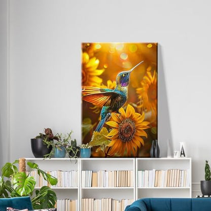 ATDMS Bird Paint by Numbers Kit for Adults with Frame Landscape Paint by Number with Easel DIY Flower Adult Paint by Number Kits Sunflower Paint by Numbers Kit on Canvas for Home Wall Decor 8x12 Inch - Image 3