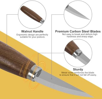 Wood Carving Kit, Wood Carving Tools Set with Wood Carving Knives Detail Knives Blocks Gloves Whittling Kit for Beginners Adults Kids Woodworking Tools for Spoon, Bowl, Kuksa Cup (26PCS) - Image 6