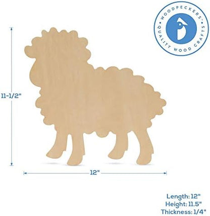 Wood Lamb Cutouts 12 x 11-1/2 inch, Pack of 6 Unfinished Lamb Cutouts to Paint for Easter Crafts, and DIY Easter Decorations, by Woodpeckers - Image 2