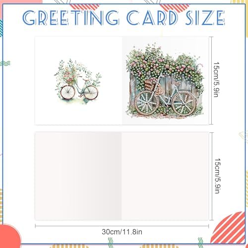 12 Pack Diamond Painting Greeting Cards Kit with Envelopes, 5D DIY Vintage Bicycle Flower Diamond Art Cards, Birthday Thank You Get Well Cards for Women Adults Beginners - Image 6