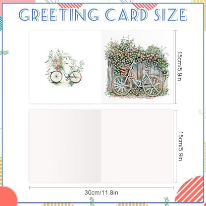 12 Pack Diamond Painting Greeting Cards Kit with Envelopes, 5D DIY Vintage Bicycle Flower Diamond Art Cards, Birthday Thank You Get Well Cards for Women Adults Beginners - Image 6