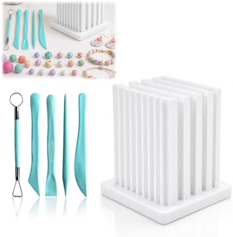 Polymer Clay Bead Roller Set 1-5mm, Dual-Sided Mini Ball Maker with Storage Stand, Professional Clay Bead Rolling Shaper Tool with 5Pcs Sculpting Tools for DIY Jewelry Earrings by Unknown