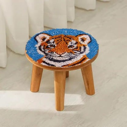 Latch Hook Rug Kit A Cartoon Baby Orange Tiger Portrait Easy for Beginners Round Carpet Crochet Yarn Craft Mini Rug DIY Hook and Latch Tapestry for Home Decor 30x30cm(2) - Image 4
