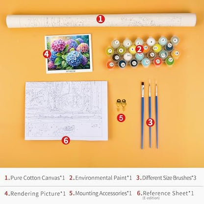 Rebotipy Flower Watercolor Hydrangeas Adult Paint by Numbers Kit - Image 4