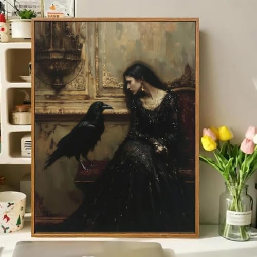 Gothic Crows Paint by Numbers Kit for Adults Framed Canvas, Frameworkless - Image 2