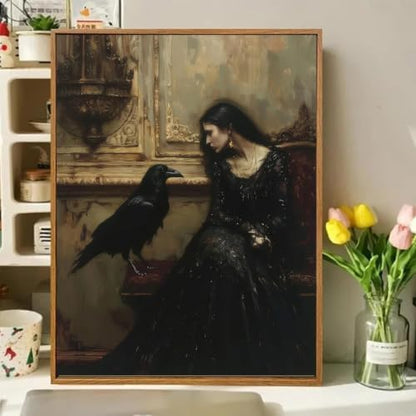 Gothic Crows Paint by Numbers Kit for Adults Framed Canvas, Frameworkless - Image 2