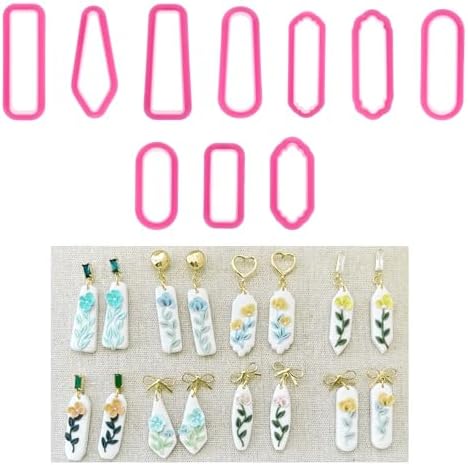 Polymer Clay Cutters, 10 Pieces Clay Sculpting Tools Polymer Clay Earrings Cutters Kit Basic Clay Cutters Tools Sculpting Polymer Clay Molds Dangle Shape Clay Cutters for Polymer Clay Jewelry Making by KALIONE