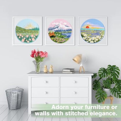RidaaFri Embroidery Kit for Beginners, 3PC Floral Mount Sunshine Patterns - Image 5