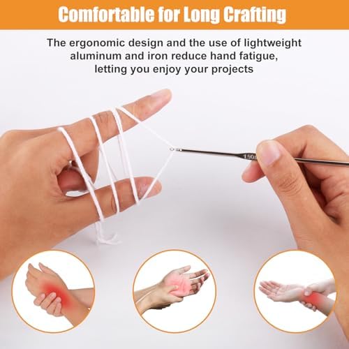 MECHEER Crochet Kit for Beginners, 54 Pack Crochet Hook Set Crochet Accessories, Ergonomic Knitting Kit with Storage Case, Crochet Needles, Hand Craft Knitting Accessories for Crocheters - Image 6