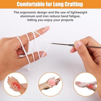 MECHEER Crochet Kit for Beginners, 54 Pack Crochet Hook Set Crochet Accessories, Ergonomic Knitting Kit with Storage Case, Crochet Needles, Hand Craft Knitting Accessories for Crocheters - Image 6