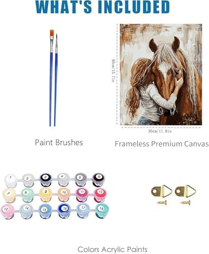 Girl Hugging Chestnut Horse Paint by Numbers Kit for Adults Beginner - Image 5