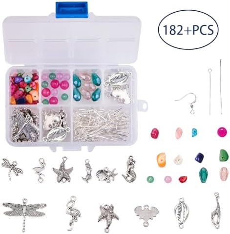 SUNNYCLUE 1 Box DIY 10 Pairs Starfish Mermaid Dragonfly Dangle Earring Making Kit Jewelry Making Supplies Beading Starter Kits for Beginner Adults Fish Hook Silver, Instruction - Image 2