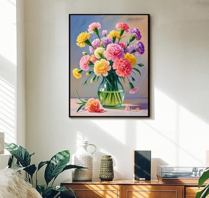 ACANDYL Flower Paint by Numbers Kit for Adults Beginner Paint by Numbers for Adults Carnation Canvas Painting by Number DIY Acrylic Oil Painting on Canvas Arts Craft Decoration 16x20 Inch - Image 2