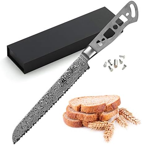 KATSURA Woodworking Project Kit – Bread Knife Blank – 8 Inch – Japanese Premium AUS 10, 67 Layers Damascus Steel by KatsuraCutlery