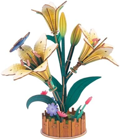 Evankin 3D Wooden Lily Puzzle Kit, DIY Bouquet Model by Evankin