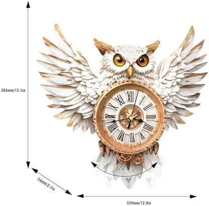 3D Puzzles for Adults, Snowy Owl Wall Clock 3D Wooden Puzzles Clock Kits for DIY Birthday Gift for Women Men Home Decor Holiday Christmas - Image 2