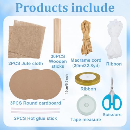 FREEBLOSS Macrame Woven Basket kit DIY Macrame Kit for Beginners with Instruction Lace Basket Weaving Craft Supplies Baskets Weaving Project for Holiday Activities - Image 2