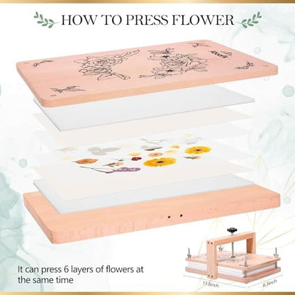 Aboofx Large Flower Press Kit, 11.8" x 8.3" 6 Layers - Image 3