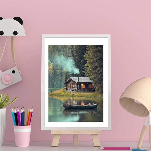 NDNXYXGS Forest Paint by Numbers Kits for Adults,Cabin DIY Painting Kit on Canvas,Lake Color by Numbers,Large Adult Paint by Number for Wall Decor and Gifts - Image 6