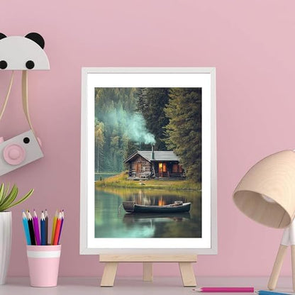 NDNXYXGS Forest Paint by Numbers Kits for Adults,Cabin DIY Painting Kit on Canvas,Lake Color by Numbers,Large Adult Paint by Number for Wall Decor and Gifts - Image 6
