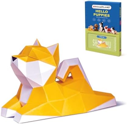 Shiba Inu 3D Origami Paper Craft Kit, Easy DIY Pre-Cut Puppies Paper Sculpture Model for Adults, Cute Animal Handmade Home Decor Papercraft Gift Set for Beginners by Unknown