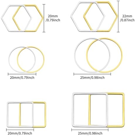 144pcs Earring Hoops for Jewelry Making, 3 Shapes Earrings Findings Hoops Beading Hoop Earrings Hypoallergenic Square Teardrop Round Earring Findings for DIY Craft Accessories Supplies(Gold&Silver) - Image 3