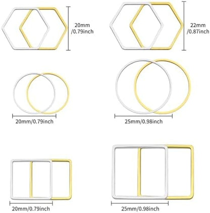 144pcs Earring Hoops for Jewelry Making, 3 Shapes Earrings Findings Hoops Beading Hoop Earrings Hypoallergenic Square Teardrop Round Earring Findings for DIY Craft Accessories Supplies(Gold&Silver) - Image 3