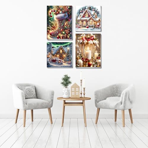 4 pack Christmas Paint by Numbers Kit for Adults Beginner with framed - Image 7