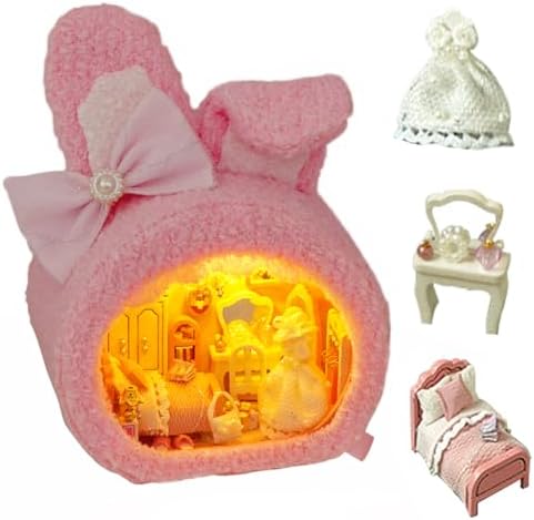 DIY Miniature House Kit, Cute Animal Style Wood Dolls House Model With LED Light - Creativity Gift for Women and Adults by TOPBSFARNY