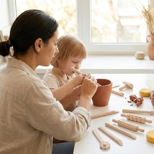 Toddmomy Wooden Clay Tool Set for Kids Toddlers, Clay Molding Tools for Pottery, Ceramics and Modeling Dough, Beginner-Friendly Art and Crafts Activities - Image 2