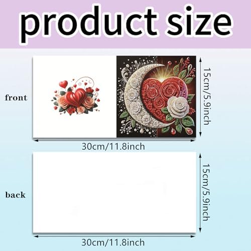 6Pcs Diamond Art Painting Cards Kit Heart Moon Rose Greeting Card - Image 2