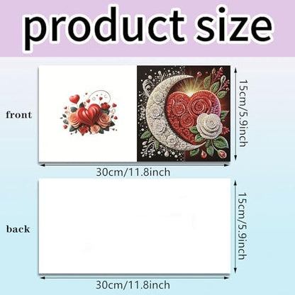 6Pcs Diamond Art Painting Cards Kit Heart Moon Rose Greeting Card - Image 2