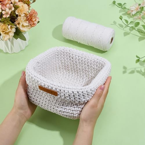 FREEBLOSS DIY Crochet Basket Kit for Beginners with Instruction Square Cardboard Crocheting Basket Crochet Basket Craft Supplies for Holiday Activities Desktop Storage - Image 4