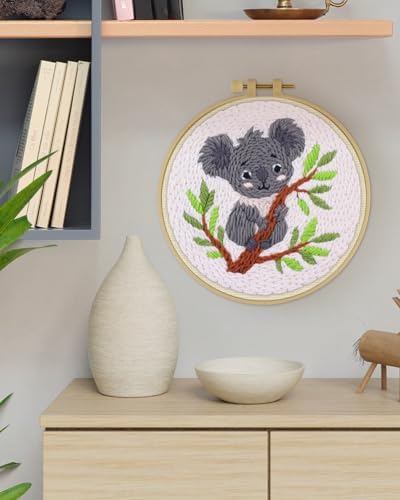 ERKOON Punch Needle Kit for Beginners Adults, DIY Easy Animal Embroidery Set for Starter Art Craft, Needling Punch Project with Patterns, Tools, Yarns, Hoop, Instruction (Koala) - Image 7
