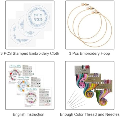 Louise Maelys 3 Sets Funny Embroidery Kits for Beginners - Image 2