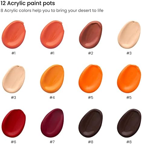ARTEZA Paint by Number for Adults, 12x16 Inches, 21 Pieces, Desert Paint by Numbers Kit, Comes with 1 Canvas Panel, 12 Acrylic Paint Pots, 5 Paintbrushes, Art Supplies for Home & Office Wall Decor - Image 2