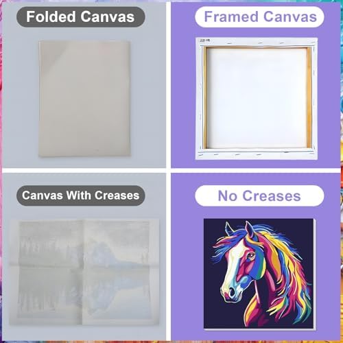 MVVMTOP 4 Pack Paint by Numbers Kit for Adults Beginner with Wooden Frame, Easy DIY Horses, Tyrannosaurus Rex, Lions, Giraffes Acrylic on Canvas Paint Kits, for Home Wall Decoration Arts Crafts - Image 4