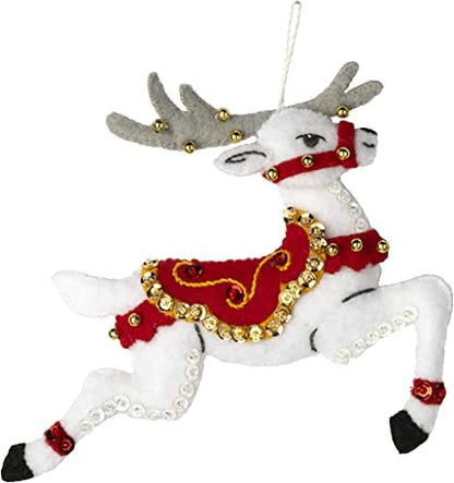 Bucilla Felt Applique 6 Piece Ornament Making Kit, Festive Reindeer, Perfect for DIY Arts and Crafts, 89299E - Image 6