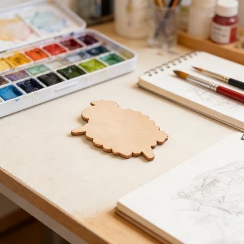 50pcs Sheep Decor: Unfinished Animal Wood Cutout - Sheep Shape Wooden Craft Blank for Holiday Painting Birthday Party Wedding Decoration - Image 6