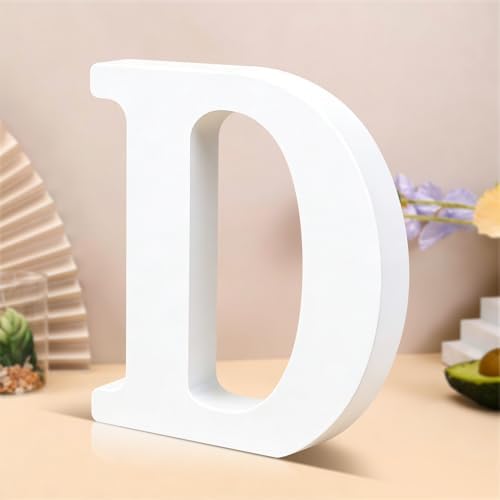6 Inch White Wood Letters Unfinished Wooden Letters for Wall Decor Decorative Standing Letters Slices Sign Board Decoration for Craft Home Party Projects (D) by Unknown