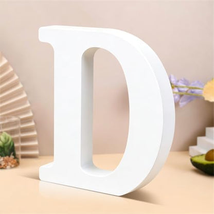 6 Inch White Wood Letters Unfinished Wooden Letters for Wall Decor Decorative Standing Letters Slices Sign Board Decoration for Craft Home Party Projects (D) by Unknown